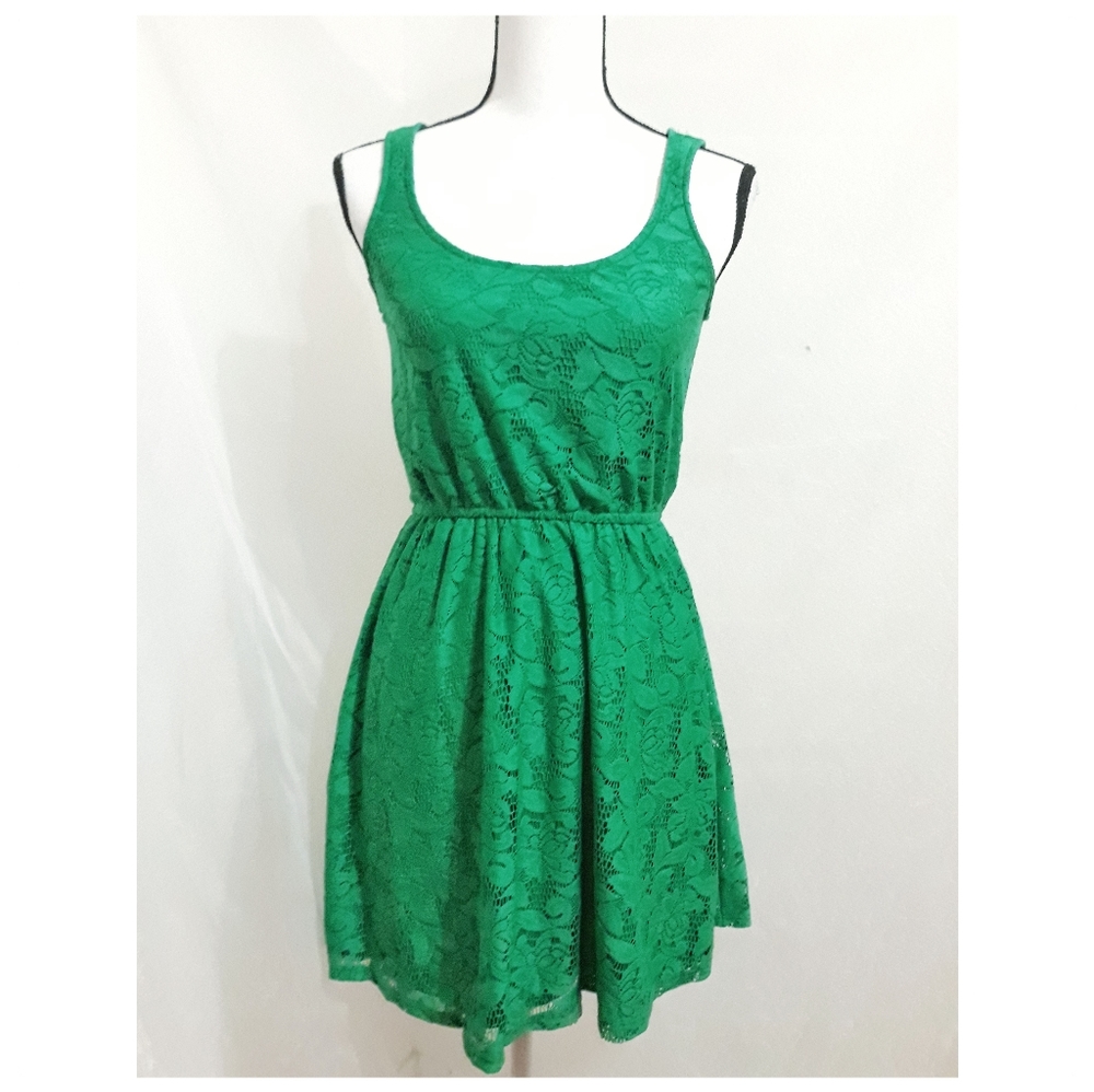 3/$20,Green Floral Lace Lauren Conrad Dress